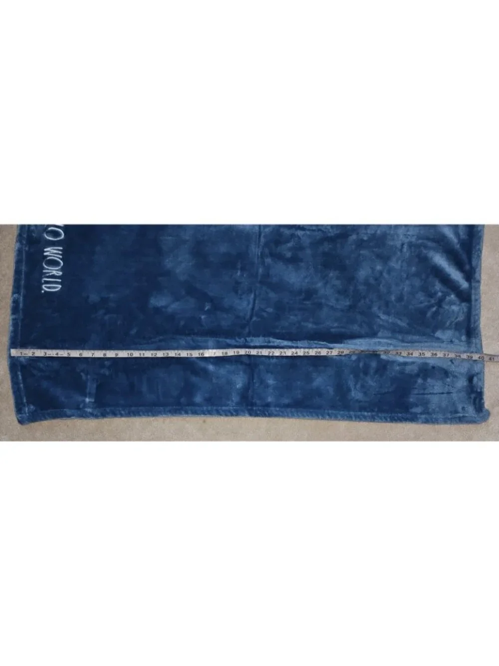 Rae Dunn Hello World Fleece Baby Blanket Blue White 28x40